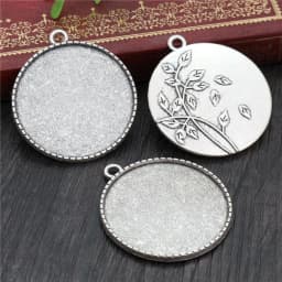 5pcs/lot 35mm Inner Size Antique Bronze and Silver colors plated Vintage baroque Style Cabochon Base Setting Charms Pendant