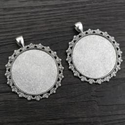 5pcs/lot 35mm Inner Size Antique Bronze and Silver colors plated Vintage baroque Style Cabochon Base Setting Charms Pendant