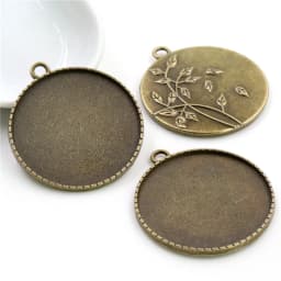 5pcs/lot 35mm Inner Size Antique Bronze and Silver colors plated Vintage baroque Style Cabochon Base Setting Charms Pendant