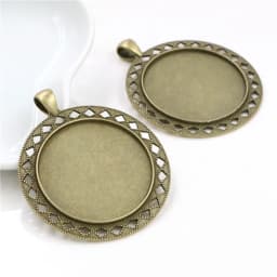 5pcs/lot 35mm Inner Size Antique Bronze and Silver colors plated Vintage baroque Style Cabochon Base Setting Charms Pendant