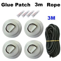 Surfboard Dinghy Boat PVC Patch With Stainless Steel D Ring Deck Rigging Sup Round Ring Pad 5M Elastic Bungee Rope Kit