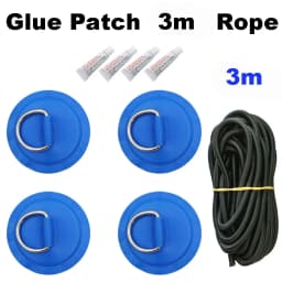 Surfboard Dinghy Boat PVC Patch With Stainless Steel D Ring Deck Rigging Sup Round Ring Pad 5M Elastic Bungee Rope Kit