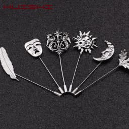 HUISHI Vintage Brooch Men Women Jewelry Accessories Gold Slivery Vintage Shape Suit Brooch Pin For Wedding Fashion Jewelry Retro