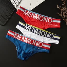 Menmono fashionable men's underwear cotton low waist tight u convex sexy bikini briefs printed men's underwear