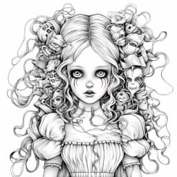 Horror Doll Coloring Book 20Page Gift For Birthday Party Relieve Stress Kill Time Graffiti Painting Drawing Adult Picture Books