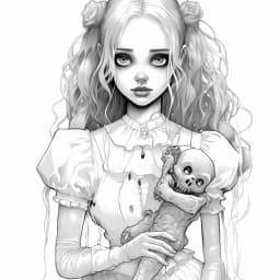 Horror Doll Coloring Book 20Page Gift For Birthday Party Relieve Stress Kill Time Graffiti Painting Drawing Adult Picture Books