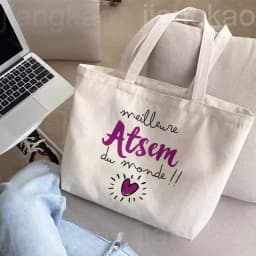 Thank You My ATSEM Whom I Adore Print Tote Bag Women Shoulder Bag Teacher Life Shopping Bag Teacher's Day Best Gift for Teachers