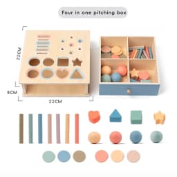 Baby Object Permanent Box Montessori Wooden Toy Color Sorting Shape Matching Box Coin Ball Drop Sensory Box Fine Motor Skills To