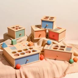 Baby Object Permanent Box Montessori Wooden Toy Color Sorting Shape Matching Box Coin Ball Drop Sensory Box Fine Motor Skills To