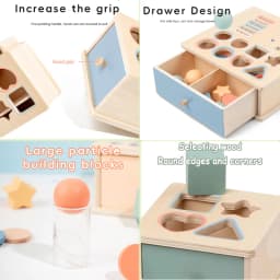 Baby Object Permanent Box Montessori Wooden Toy Color Sorting Shape Matching Box Coin Ball Drop Sensory Box Fine Motor Skills To