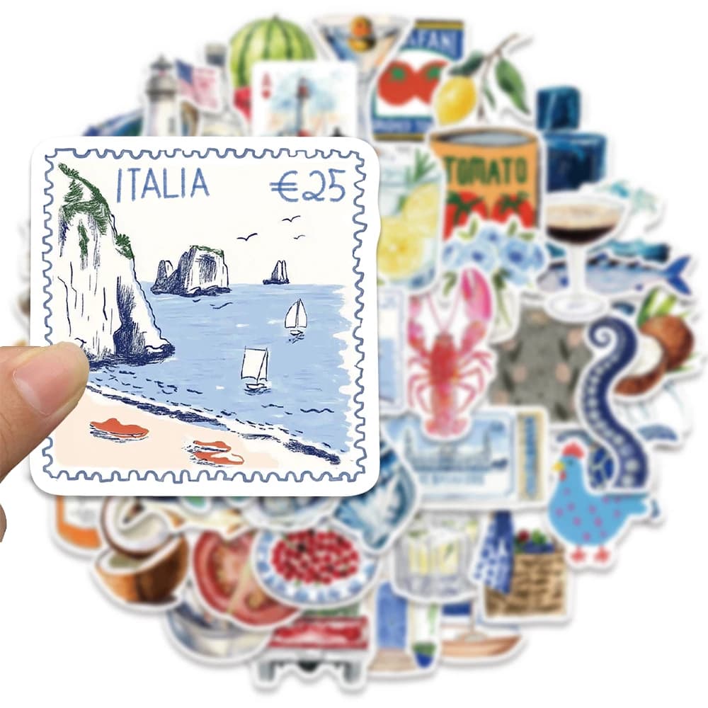 50PCS Open Sea Stickers for Luggage, Skateboarding, Luggage, Refrigerator, Mobile Phone, Sailing, and Far Voyage Stickers