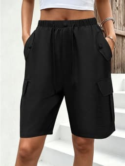 Women Shorts with 4 Zipped Pockets Quick-drying Lightweight Hiking Shorts Summer Breathable Outdoor Drawstring Workout Short