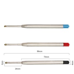 98mm1.0mm Ballpoint Pen Refills For Parker Pens Medium Point Blue Red Black Ink Rods For Writing Office Stationery
