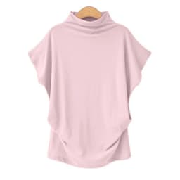 Ladies' New Trendy Fashion Solid Color Soft Turtleneck Top High End Basic Daily Commute Thin Short Sleeve Pleated Clothing