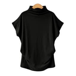 Ladies' New Trendy Fashion Solid Color Soft Turtleneck Top High End Basic Daily Commute Thin Short Sleeve Pleated Clothing