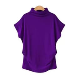 Ladies' New Trendy Fashion Solid Color Soft Turtleneck Top High End Basic Daily Commute Thin Short Sleeve Pleated Clothing