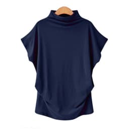 Ladies' New Trendy Fashion Solid Color Soft Turtleneck Top High End Basic Daily Commute Thin Short Sleeve Pleated Clothing