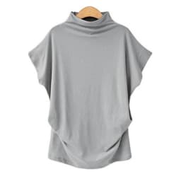 Ladies' New Trendy Fashion Solid Color Soft Turtleneck Top High End Basic Daily Commute Thin Short Sleeve Pleated Clothing