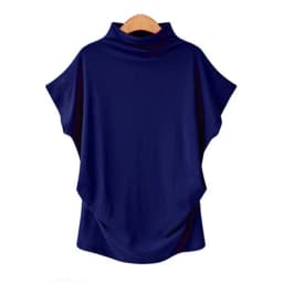 Ladies' New Trendy Fashion Solid Color Soft Turtleneck Top High End Basic Daily Commute Thin Short Sleeve Pleated Clothing