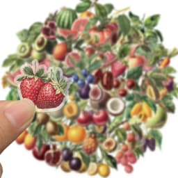 50PCS Retro Fruit Graffiti Stickers Fruit and Vegetable Teaching Stickers Scrapbook Guitar Mobile DIY Waterproof Stickers 