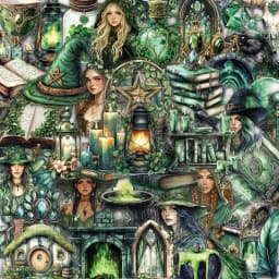 50PCS Witch of the Woods Theme Stickers Scrapbooking Collage Material Decorative Phone Case Frame DIY Waterproof Stickers