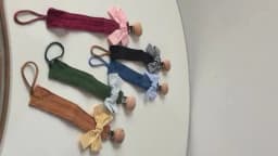 Cotton Bow Pacifier Clip for Girls - Baby Soother Holder with Wooden Paci Clip, Soft Muslin Cotton Strap for Newborn Dummy Chain