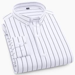 Hot New Men's Formal Shirts Long Sleeve Anti-Wrinkle Office Striped Fashion Business Male Social Plaid Shirt Work Men Clothing