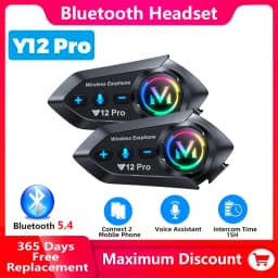 Y12 Pro Motorcycle Helmet Bluetooth Headset Intercom Distance 500M IP56 Dust And Waterproof Voice Assistant Mixing Music Sharing