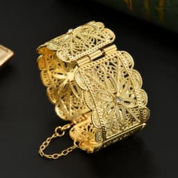 Ethnic Trendy Adjustable Gold Plated Bridal Bangles Wide Cuff Bracelets for Women Middle East Wedding Jewelry Festival Gift