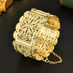 Ethnic Trendy Adjustable Gold Plated Bridal Bangles Wide Cuff Bracelets for Women Middle East Wedding Jewelry Festival Gift