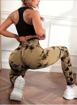 Hip Lifting Seamless Fitness Gym Leggings Tie-Dye Yoga Pants Women's Exercise Tights Tummy Control High Waist Workout Pants