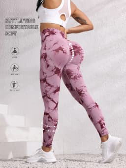 Hip Lifting Seamless Fitness Gym Leggings Tie-Dye Yoga Pants Women's Exercise Tights Tummy Control High Waist Workout Pants