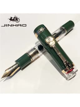 Jinhao 1935 Transparent Acrylic Fountain Pen, Clear Body with 5-Pointed Star, Guitar Clip, Large Size Converter, Humanized Desi