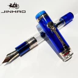 Jinhao 1935 Transparent Acrylic Fountain Pen, Clear Body with 5-Pointed Star, Guitar Clip, Large Size Converter, Humanized Desi