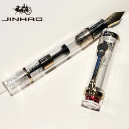Jinhao 1935 Transparent Acrylic Fountain Pen, Clear Body with 5-Pointed Star, Guitar Clip, Large Size Converter, Humanized Desi