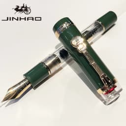 Jinhao 1935 Transparent Acrylic Fountain Pen, Clear Body with 5-Pointed Star, Guitar Clip, Large Size Converter, Humanized Desi