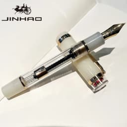 Jinhao 1935 Transparent Acrylic Fountain Pen, Clear Body with 5-Pointed Star, Guitar Clip, Large Size Converter, Humanized Desi