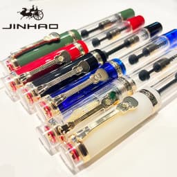 Jinhao 1935 Transparent Acrylic Fountain Pen, Clear Body with 5-Pointed Star, Guitar Clip, Large Size Converter, Humanized Desi