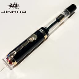 Jinhao 1935 Transparent Acrylic Fountain Pen, Clear Body with 5-Pointed Star, Guitar Clip, Large Size Converter, Humanized Desi