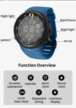 SANDA New 6256 Men's Electronic Watch Large Dial Outdoor Waterproof Sports Watch Night Light Alarm Clock Multi Functional Watch