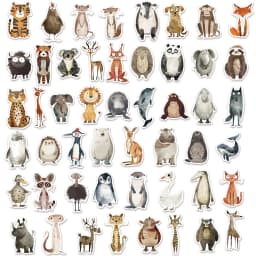 50PCS Weird Animal Watercolor Graffiti Stickers DIY Luggage Skateboarding Motorcycle Waterproof Stickers
