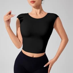 Women's Backless Fitness Clothes with Fixed Chest Pad Beautiful Top Short Sleeve Dance Sport T-Shirt Yoga Wear