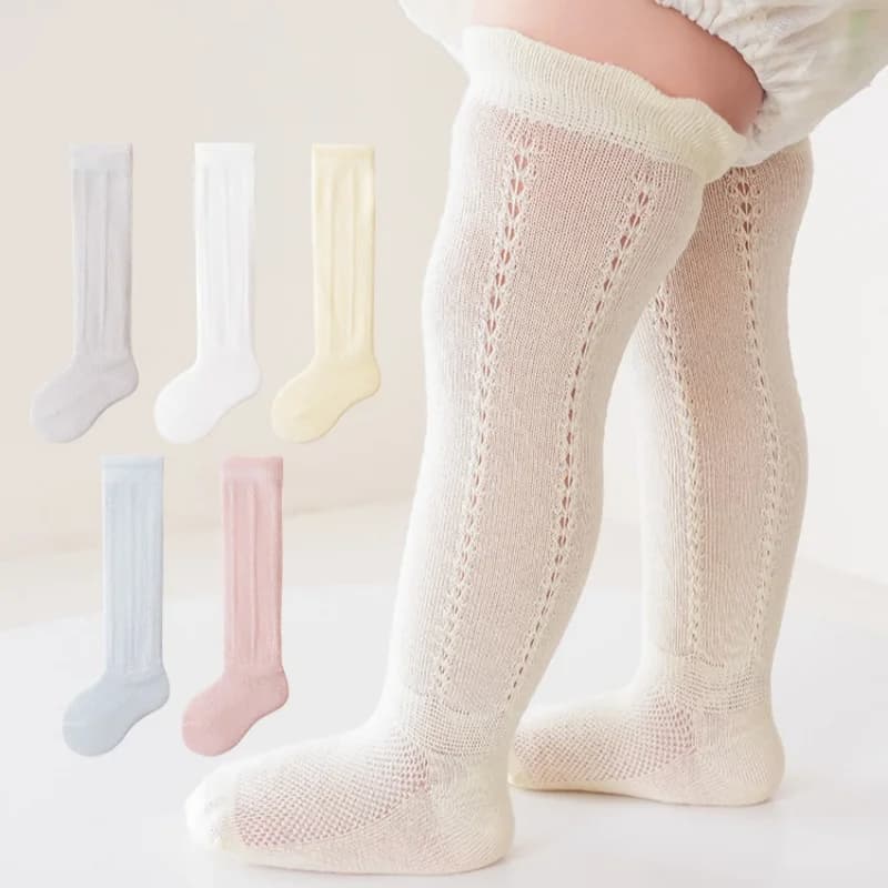 Baby Hollow Out Long Socks Breathable Mesh Cotton Boneless Knee High Sock Summer Thin Newborn Socks For Girls Boys 0-2Years Old