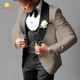 Boys’ Beige 3-Piece Suit with Classic Modern Comfortable Tailoring, Ideal for Weddings, Banquets, Birthdays & Performances