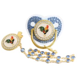 Bling Rooster Pacifier With Gem Luxury Weaning Pacifier Baby Nipple With Chain Clip Newborn Prince Baby Dummy Soother