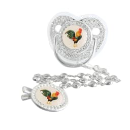 Bling Rooster Pacifier With Gem Luxury Weaning Pacifier Baby Nipple With Chain Clip Newborn Prince Baby Dummy Soother