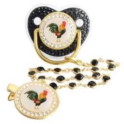Bling Rooster Pacifier With Gem Luxury Weaning Pacifier Baby Nipple With Chain Clip Newborn Prince Baby Dummy Soother