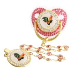 Bling Rooster Pacifier With Gem Luxury Weaning Pacifier Baby Nipple With Chain Clip Newborn Prince Baby Dummy Soother