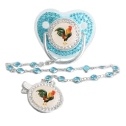Bling Rooster Pacifier With Gem Luxury Weaning Pacifier Baby Nipple With Chain Clip Newborn Prince Baby Dummy Soother