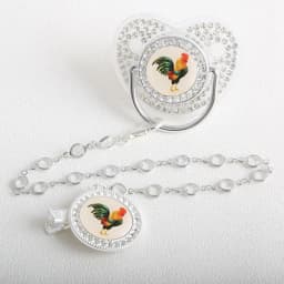 Bling Rooster Pacifier With Gem Luxury Weaning Pacifier Baby Nipple With Chain Clip Newborn Prince Baby Dummy Soother
